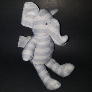 Mon Lapin Blue White Striped Elephant Plush Lovey